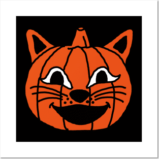 Halloween Pumpkin Cat Posters and Art